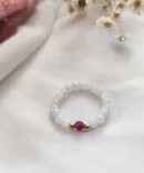 Pierścionek Kamień Księżycowy z Rubinem