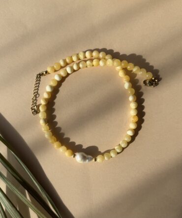 Słoneczny naszyjnik z perłą barokową