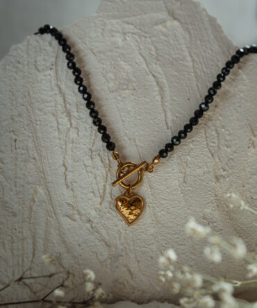 Naszyjnik z czarnego Turmalinu z sercem